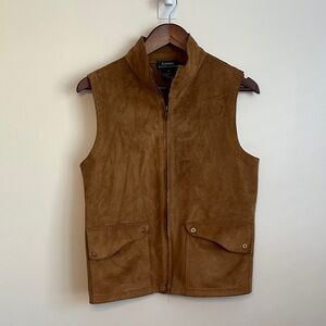Ralph Lauren Brown Suede Zip Vest with Gold Buttons